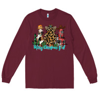 Burgundy merry christmas y'all christmas trees Long Sleeve Tee - CowhideDigitalArt