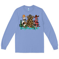 Colony Blue merry christmas y'all christmas trees Long Sleeve Tee - CowhideDigitalArt
