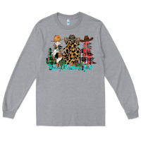 Heather Grey merry christmas y'all christmas trees Long Sleeve Tee - CowhideDigitalArt