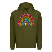 Army Green easter and spring with flowers carrots butterfly and sunflower rainbow Premium Hoodie - Artiststas