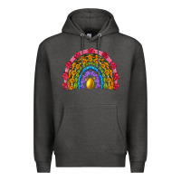 Charcoal Heather easter and spring with flowers carrots butterfly and sunflower rainbow Premium Hoodie - Artiststas