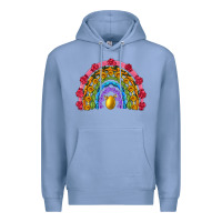 Colony Blue easter and spring with flowers carrots butterfly and sunflower rainbow Premium Hoodie - Artiststas