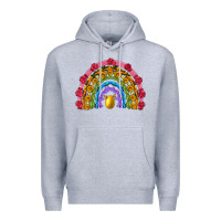 Heather Grey easter and spring with flowers carrots butterfly and sunflower rainbow Premium Hoodie - Artiststas
