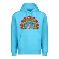 Ocean Blue easter and spring with flowers carrots butterfly and sunflower rainbow Premium Hoodie - Artiststas