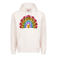Pale Pink easter and spring with flowers carrots butterfly and sunflower rainbow Premium Hoodie - Artiststas