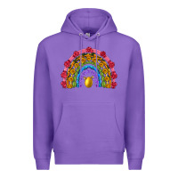 Purple easter and spring with flowers carrots butterfly and sunflower rainbow Premium Hoodie - Artiststas