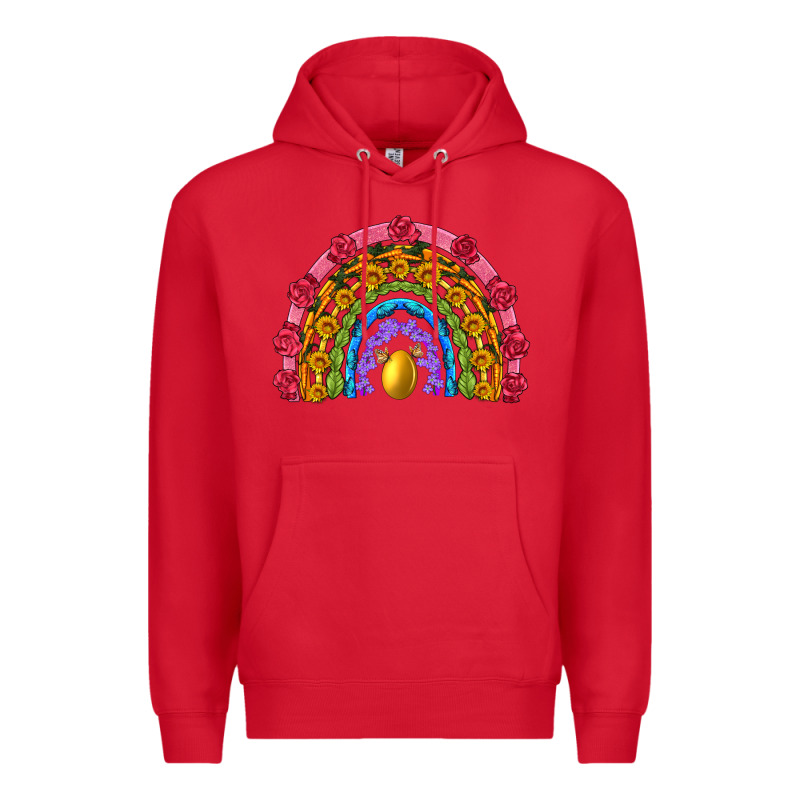 Easter And Spring With Flowers Carrots Butterfly And Sunflower Rainbow Premium Hoodie by Artiststas | Teevron
