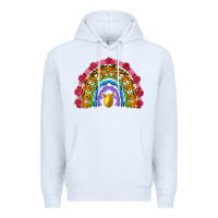 White easter and spring with flowers carrots butterfly and sunflower rainbow Premium Hoodie - Artiststas