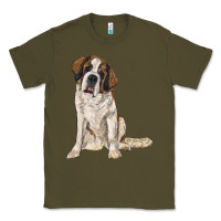 Army Green saint bernard Classic Tee - RanaPortraitStore