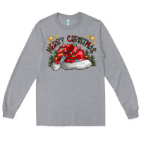 Heather Grey merry Christmas santa Long Sleeve Tee - CowhideDigitalArt