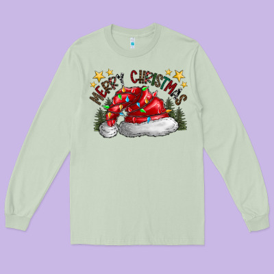 Merry Christmas Santa Long Sleeve Tee Designed By Cowhidedigitalart
