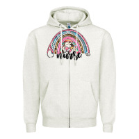 Oatmeal Heather western nurse rainbow Zipper Hoodie - RanaPortraitStore