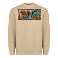 Mushroom texas longhorn with aztec tiger and  leopard Heavyweight Sweatshirt - RanaPortraitStore