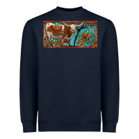 Navy texas longhorn with aztec tiger and  leopard Heavyweight Sweatshirt - RanaPortraitStore