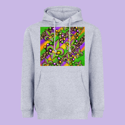 Mardi Gras Carnival Fleur De Lis Heavyweight Hoodie Designed By Jasminsmagicworld