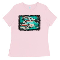 Bubblegum Pink western serape cowhide turquoise glitter Ladies Tee - FaDigitalArtStudio