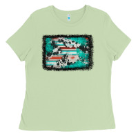 Matcha western serape cowhide turquoise glitter Ladies Tee - FaDigitalArtStudio