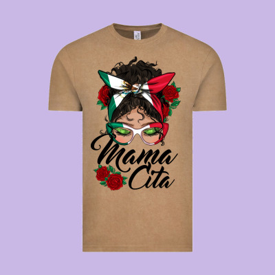 Mexican Mamacita Messy Bun Vintage Tee Designed By Bundleandbundleshop