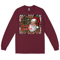 Burgundy merry Christmas Long Sleeve Tee - CowhideDigitalArt