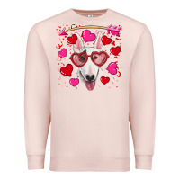 Pale Pink Valentine's day  bull terrier Premium Sweatshirt - RanaPortraitStore