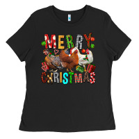 Black Merry christmas chickens Ladies Tee - FaDigitalArtStudio