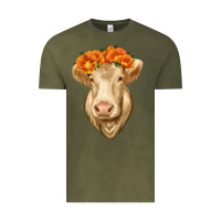 Vintage Olive Charolais Cow Vintage Tee - RanaPortraitStore