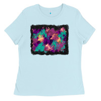 Baby Blue halloween trees and turquoise glitter background Ladies Tee - BundleAndBundleShop