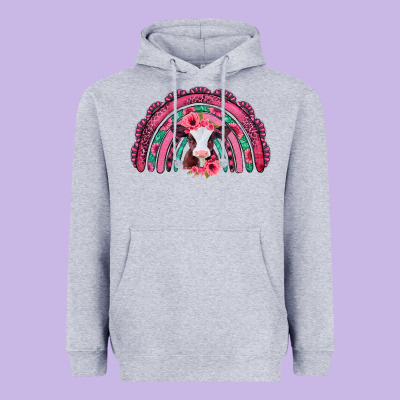 Valentines Day Pink Gemstones Baby Calf Rainbow Heavyweight Hoodie Designed By Jasminsmagicworld