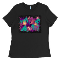 Black halloween trees and turquoise glitter background Ladies Tee - BundleAndBundleShop