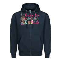 Navy rockin the night shift cna life Zipper Hoodie - RanaPortraitStore