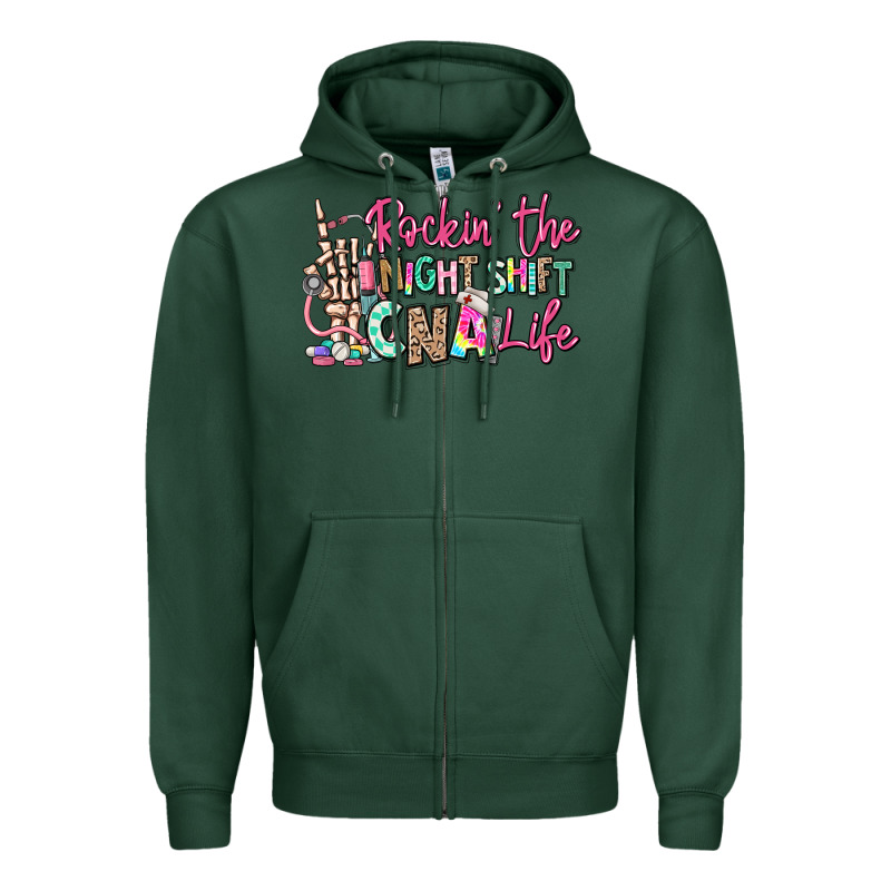 Rockin The Night Shift Cna Life Zipper Hoodie by RanaPortraitStore | Teevron
