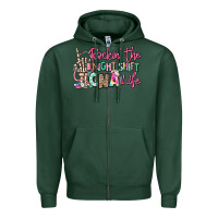 Sports Green rockin the night shift cna life Zipper Hoodie - RanaPortraitStore
