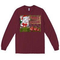 Burgundy merry Christmas pig Long Sleeve Tee - CowhideDigitalArt