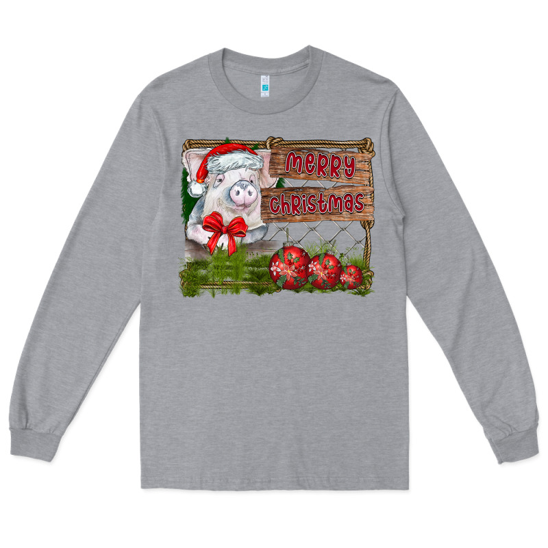 Merry Christmas Pig Long Sleeve Tee by CowhideDigitalArt | Teevron