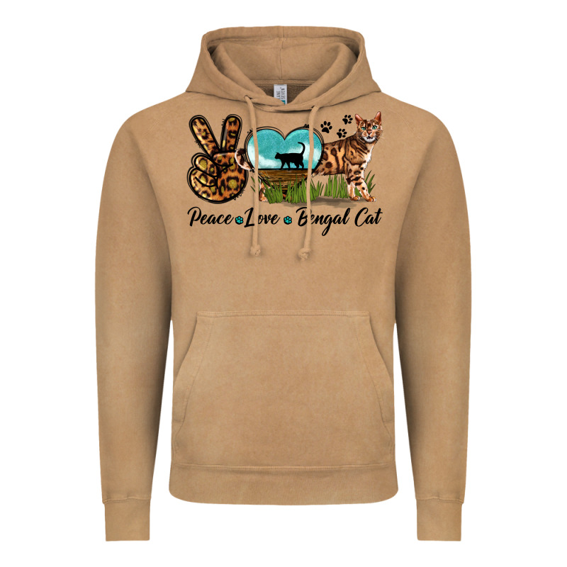 Peace Love Bengal Cat Vintage Hoodie by LillyAllenDesigns | Teevron