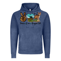 Vintage Denim Peace Love Bengal Cat Vintage Hoodie - LillyAllenDesigns