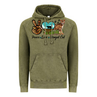 Vintage Olive Peace Love Bengal Cat Vintage Hoodie - LillyAllenDesigns