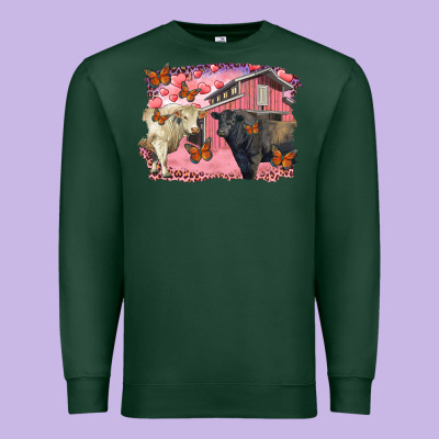 Valentine's Day Barn And Black Angus With Charolais Premium Sweatshirt Designed By Ranaportraitstore