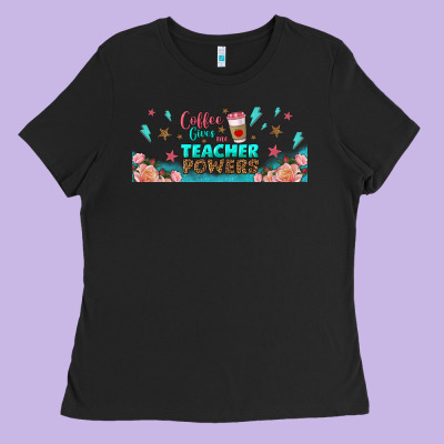 Coffe Gives Me Teacher Powers Libbey Glass Ladies Tee Designed By Bundleandbundleshop