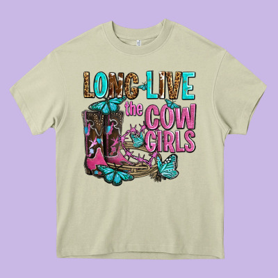 Long Live The Cowgirls Olivia Heavy Core Tee Designed By Oliviacreatesart