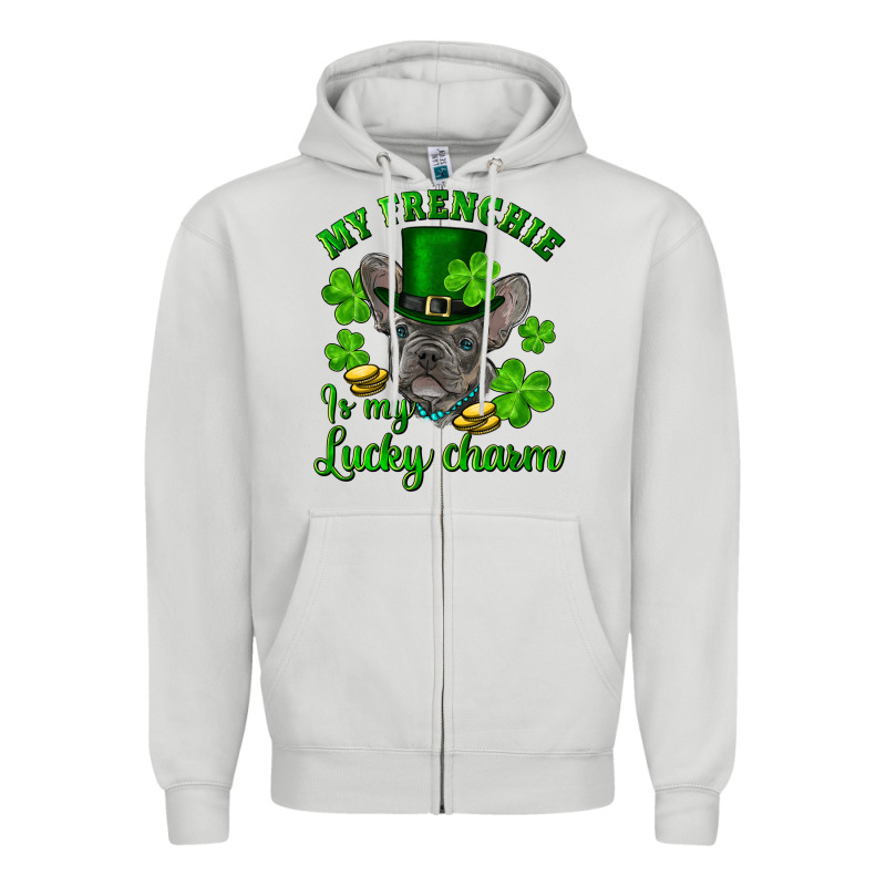 St.patricks Day My French Bulldog Is My Lucky Char Zipper Hoodie by RanaPortraitStore | Teevron