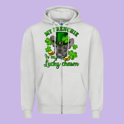 St.patricks Day My French Bulldog Is My Lucky Char Zipper Hoodie Designed By Ranaportraitstore