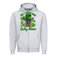 Heather Grey st.patricks day my french bulldog is my lucky char Zipper Hoodie - RanaPortraitStore