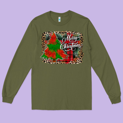Merry Christmas Trees Long Sleeve Tee Designed By Cowhidedigitalart