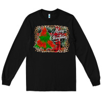 Black merry Christmas trees Long Sleeve Tee - CowhideDigitalArt