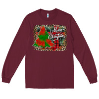 Burgundy merry Christmas trees Long Sleeve Tee - CowhideDigitalArt