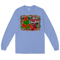 Colony Blue merry Christmas trees Long Sleeve Tee - CowhideDigitalArt