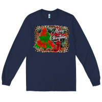 Navy merry Christmas trees Long Sleeve Tee - CowhideDigitalArt