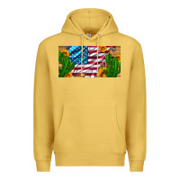 Antique Gold usa flag and cactus and sunflowers with leopard and wood license  plat Premium Hoodie - Artiststas
