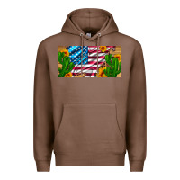 Chestnut usa flag and cactus and sunflowers with leopard and wood license  plat Premium Hoodie - Artiststas